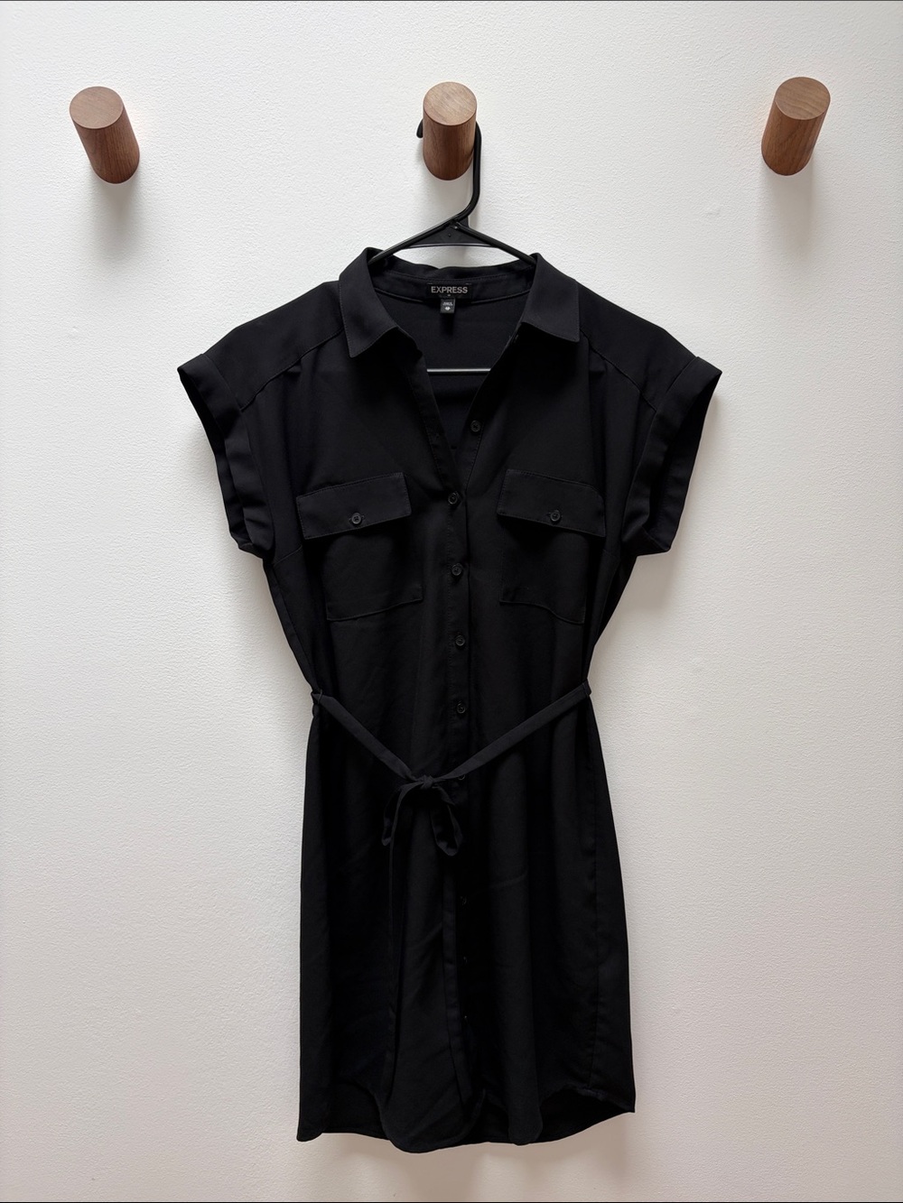 Express Black Shirt Dress with Tie Waist